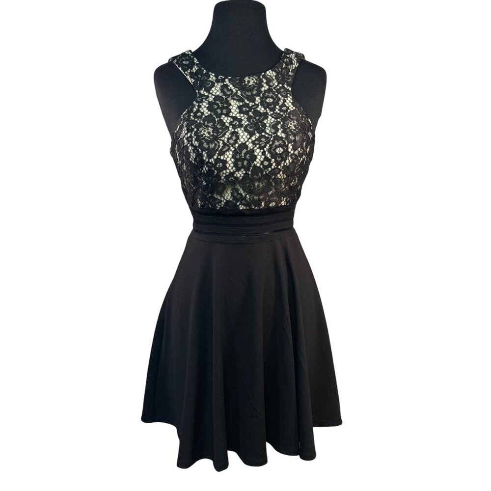 Speechless Size 5 Black & Cream Lace Sleeveless Party Dress